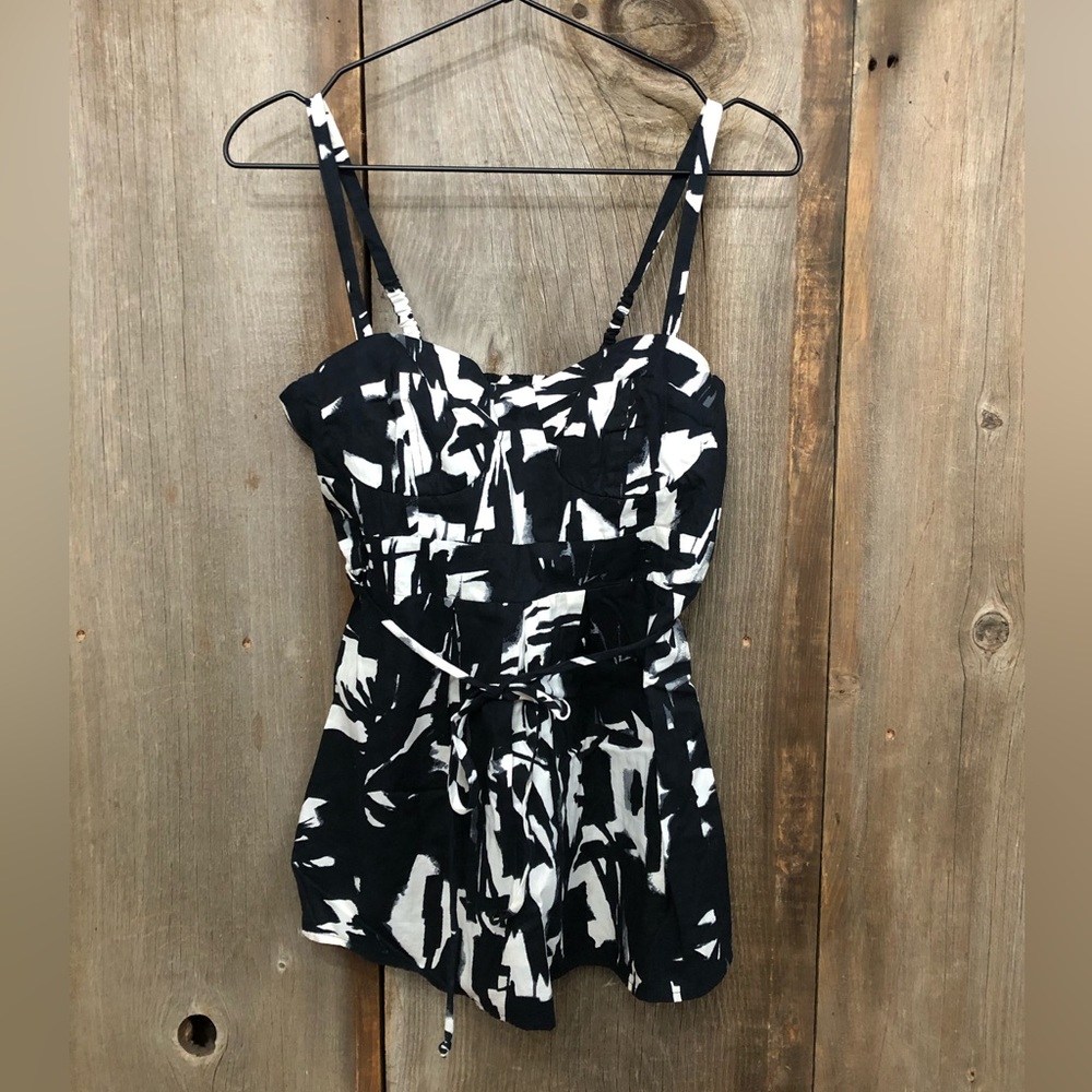 Heart Soul Bustier Cami Tank Top in Black & Off White Size Small
